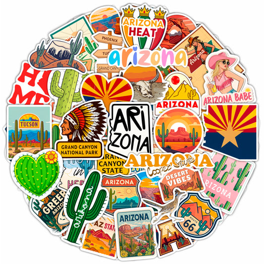 100Pcs Arizona Stickers Small for Water Bottle, Laptops, for Luggage - Arizona Gifts and Souvenirs, Party Supplies - Gift for Women & Men