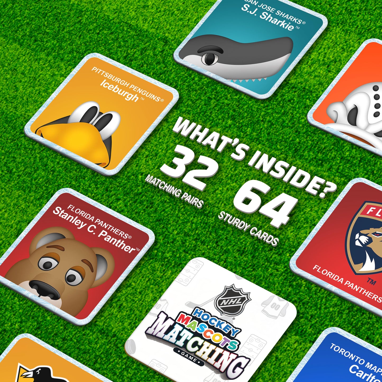 Masterpieces NHL Mascots Matching Game, Officially Licensed Memory Cards, Hockey Toys for Kids Ages 4-8, 18 Card Pairs Team Mascot Match Play, Screen Free Learning, Classroom and Travel Activity Fun