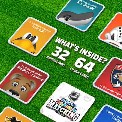 Masterpieces NHL Mascots Matching Game, Officially Licensed Memory Cards, Hockey Toys for Kids Ages 4-8, 18 Card Pairs Team Mascot Match Play, Screen Free Learning, Classroom and Travel Activity Fun