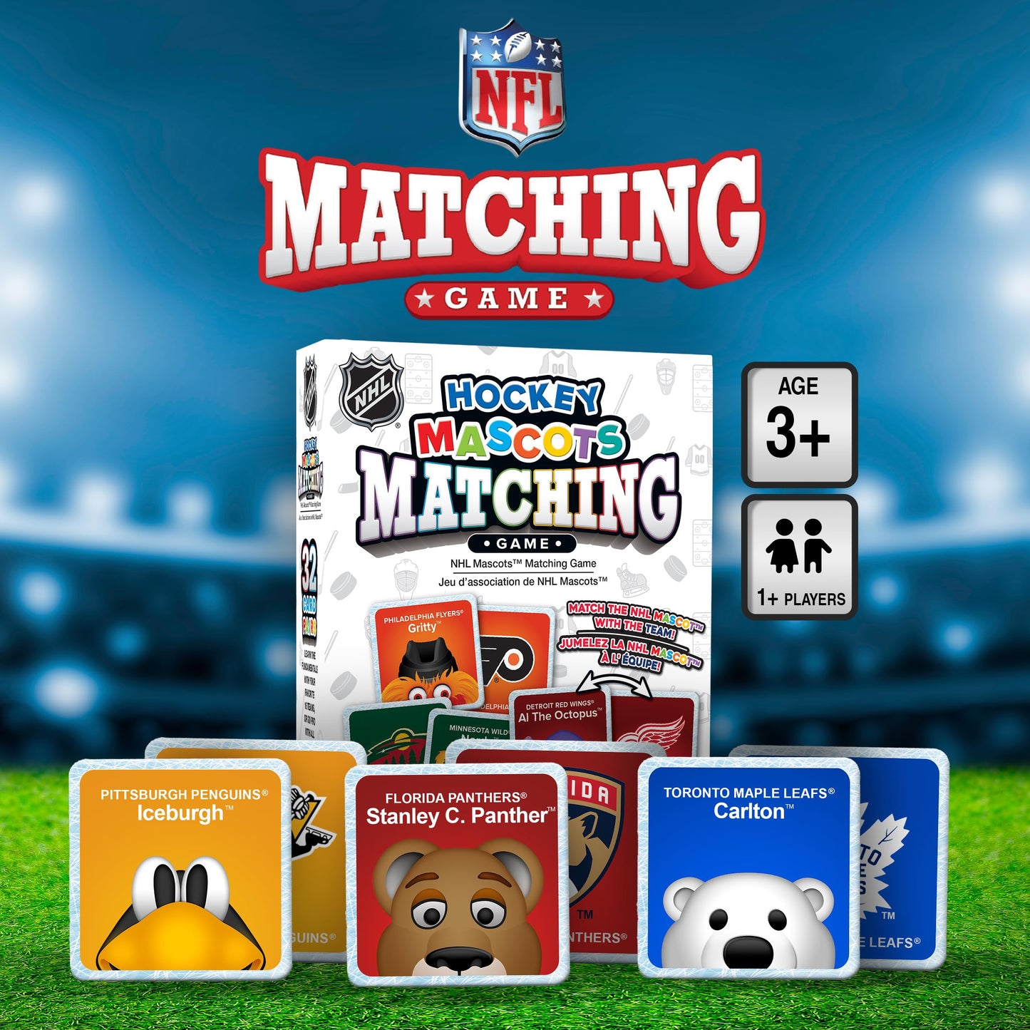 Masterpieces NHL Mascots Matching Game, Officially Licensed Memory Cards, Hockey Toys for Kids Ages 4-8, 18 Card Pairs Team Mascot Match Play, Screen Free Learning, Classroom and Travel Activity Fun