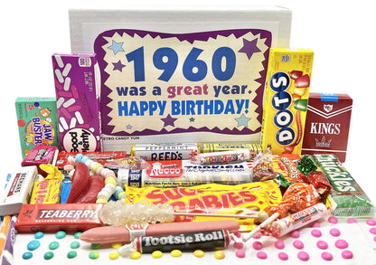 RETRO CANDY YUM ~ 1960 66th Birthday Gift Box Nostalgic Candy Mix from Childhood for 66 Year Old Man or Woman Born 1960 Jr