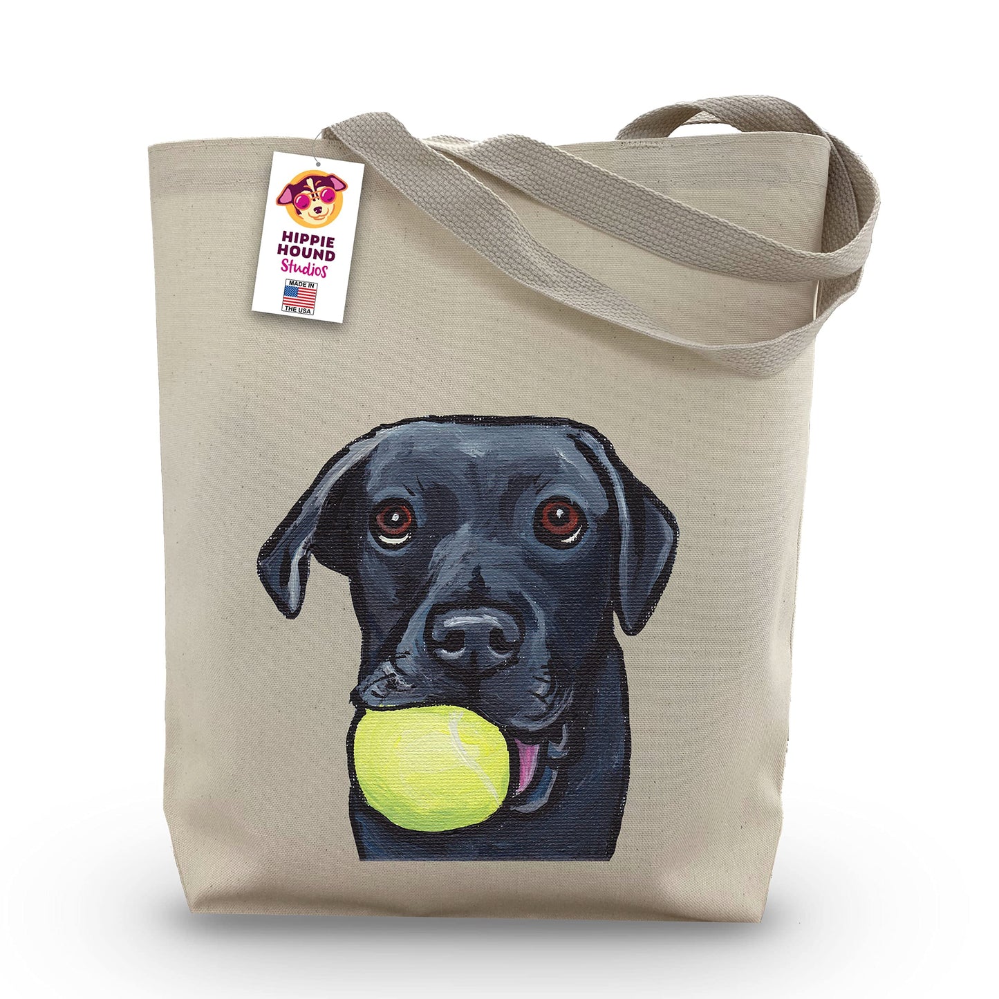 Black Lab Tote Bag - Gifts For Mom - Labrador Lover Gift - Made in USA, Direct From Artist -Lab Gifts For Women - Handmade Totes - Black Lab Canvas Totes - Shopping Bag - Grocery Bag