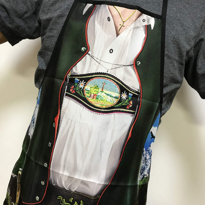 MOMOONNON Creative Bavarian Tracht Lederhosen Apron Oktoberfest Bavarian Funny Apron Kitchen Cooking Grilling BBQ Baking Aprons for Men