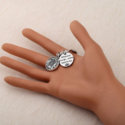 AKTAP Wherever You Go Come Back to Me Graduation Gift Dad Husband Gift Key Ring Deploying Partner Boyfriend Girlfriend