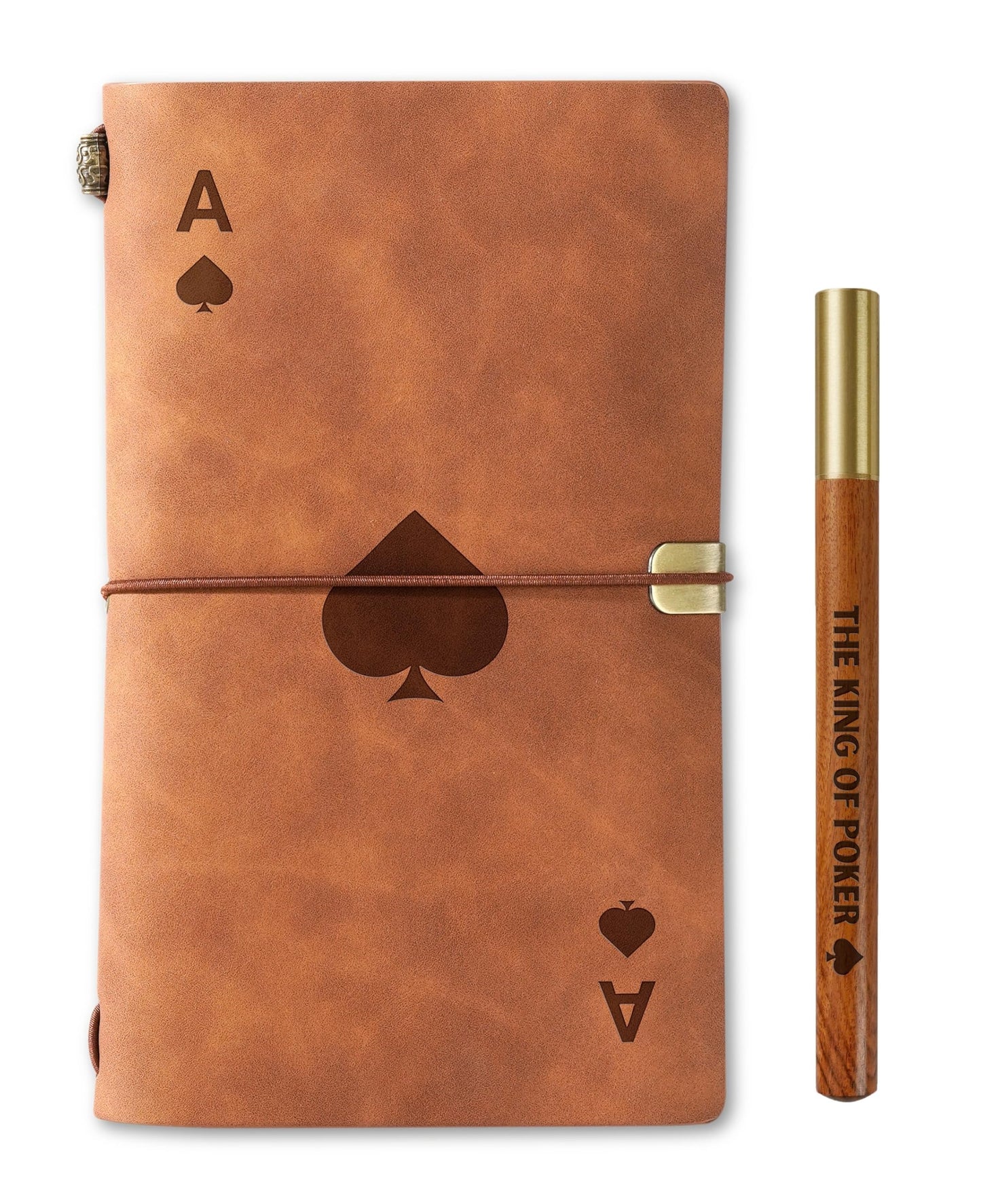 InnoBeta Poker Gifts for Men Women, Journal Pen Set for Poker Players on Birthday, Christmas, Unique Notebook, Sketchbook, Travel Diary, Lined Planner, 7.8x5 Inches, Brown