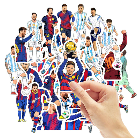 50 PCS Soccer Stickers Messi for Kids Gift Vinyl Waterproof Water Bottle Football Stickers Boys Girls Teens
