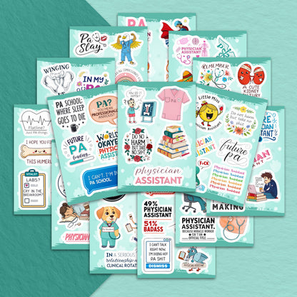 100Pcs Physician Assistant Stickers for Laptop, Water Bottle - PA Stickers - Funny Physician Assistant Gifts, Party Decoration- Medical Decals - Gift for Women & Men