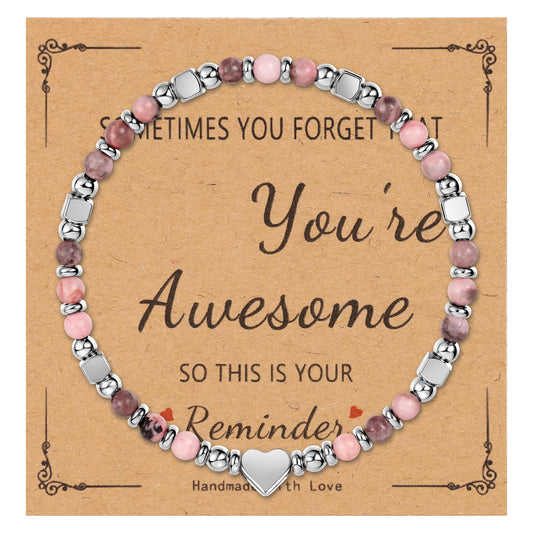 NICEIGHT Tiny Natural Stone Beaded Bracelets for Women Sometimes You Forget You're Awesome Inspirational Gifts Bracelets Mothers Day Graduation Christmas Birthday Gifts for Mom Friend Sister
