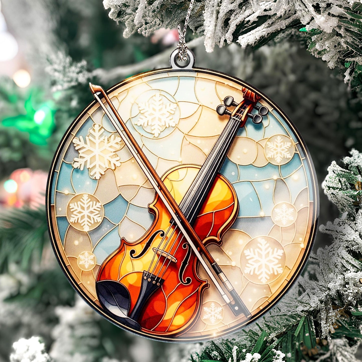 Violin Christmas Ornament– Elegant for Musicians, Violinists, Music Teachers & Classical Music Lovers – White Elephant Gifts - Xmas Tree Funny Decoration