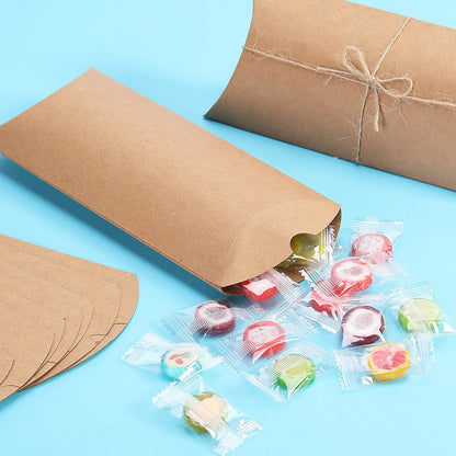 Mr. Pen Kraft Pillow Boxes, 6.3x3.4x1.3 in, 25 Pack with Jute Twines, Kraft Gift Boxes, Paper Boxes for Gifts
