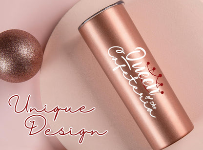 Onebttl Lunch Lady Appreciation Gifts, 20oz Stainless Steel Insulated Skinny Tumbler, Lid & Straw Included, Rose Gold