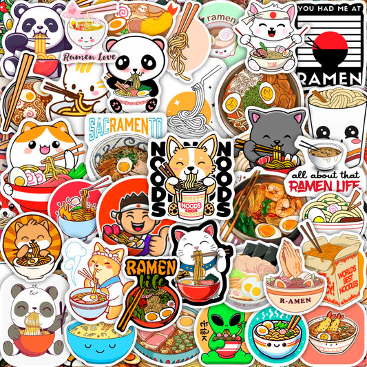 BulbaCraft Ramen Stickers for Water Bottle and Laptop - Foodie Party Supplies & Decorations, Waterproof Vinyl Noodle Decals, Cute Ramen Stickers Laptop Decals, Gifts for Women & Men