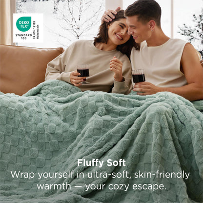Bedsure GentleSoft Sage Green Throw Blanket for Couch - Checkered Cute Fleece Blankets, Soft Cozy Spring Summer Throw for Bedroom Home Decor Gifts for Girls, Green, 50x60 Inches