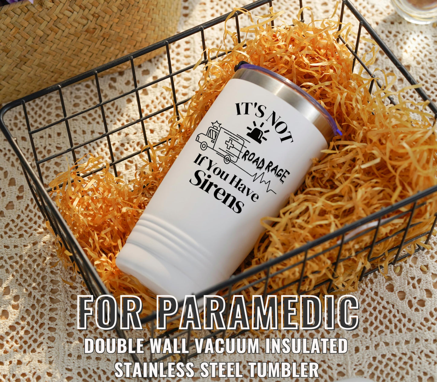 Onebttl Funny Paramedic Gifts, Gifts for EMT and EMS on National Emergency Medical Technician Day and International Paramedics Day, Stainless Steel Insulated Tumbler - It's not a road rage