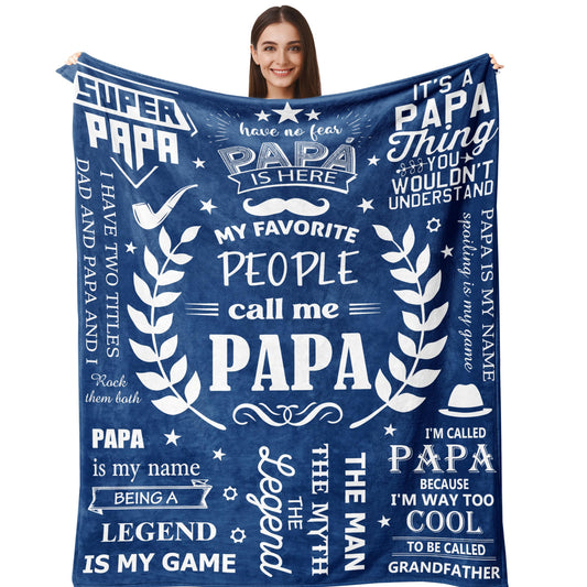 Fathers Day Papa Gifts, Grandpa Gifts, Papa Blankets 60"X50", Grandpa Christmas Birthday Gifts, Papas Gifts from Grandkids, Gifts for Papas, Grandfather Gift