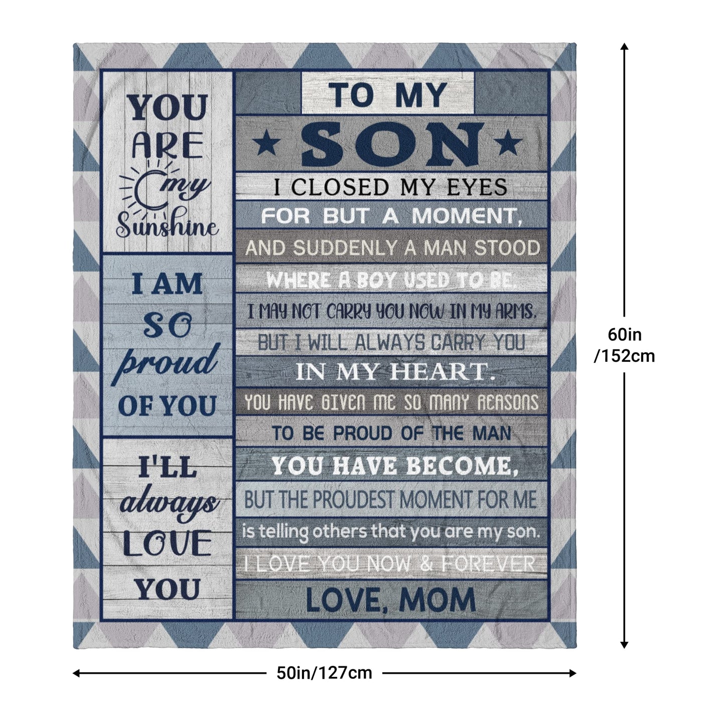 Gifts for Son Blanket 60"x 50", Son Gifts from Mom Dad, Sons Birthday Gift, Birthday Present for Sons, Son's Gift for Graduation Christmas Valentines Fathers Day