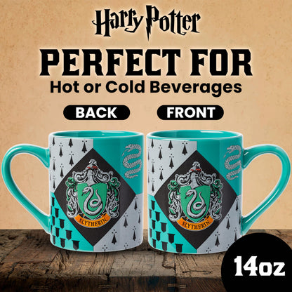 Silver Buffalo Harry Potter Hogwarts Slytherin House Crest Ceramic Mug, 14 Ounces