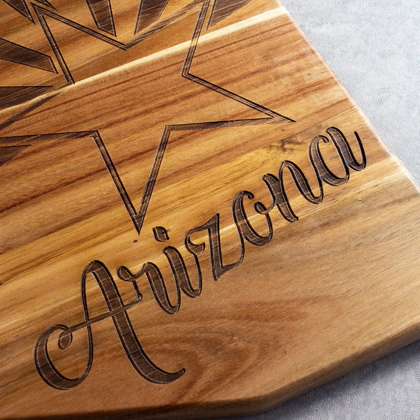 Totally Bamboo Rock & Branch Origins Series Arizona State Shaped Cutting Board and Charcuterie Serving Tray, Includes Hang Tie for Wall Display 11-3/4" x 13-1/2" x 5/8"
