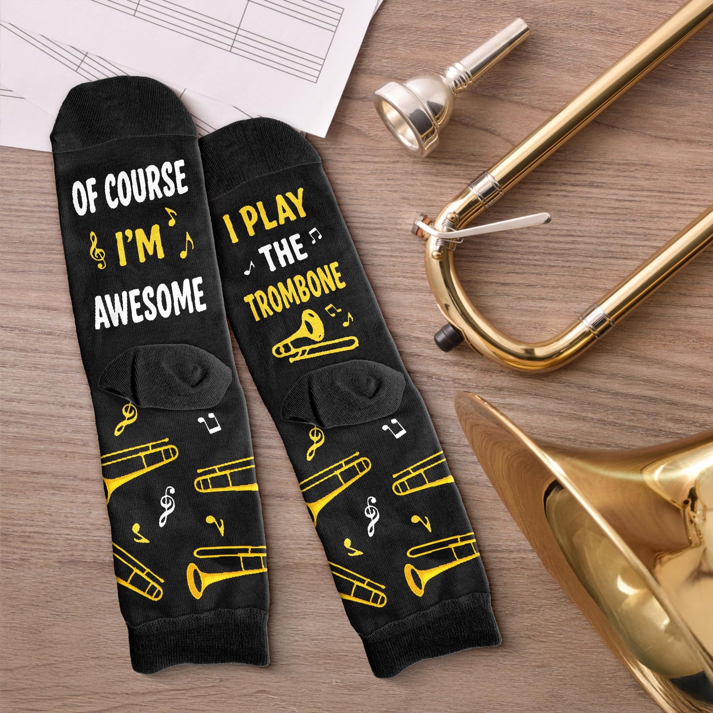 Trombone Gifts - Unique Socks for Men, Cool Gifts for Trombone and Music Lovers, Musicians Accessories
