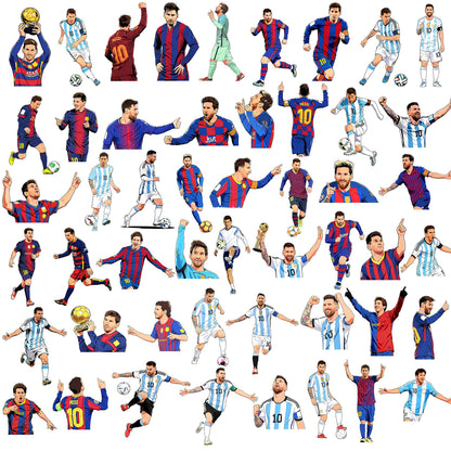 50 PCS Soccer Stickers Messi for Kids Gift Vinyl Waterproof Water Bottle Football Stickers Boys Girls Teens