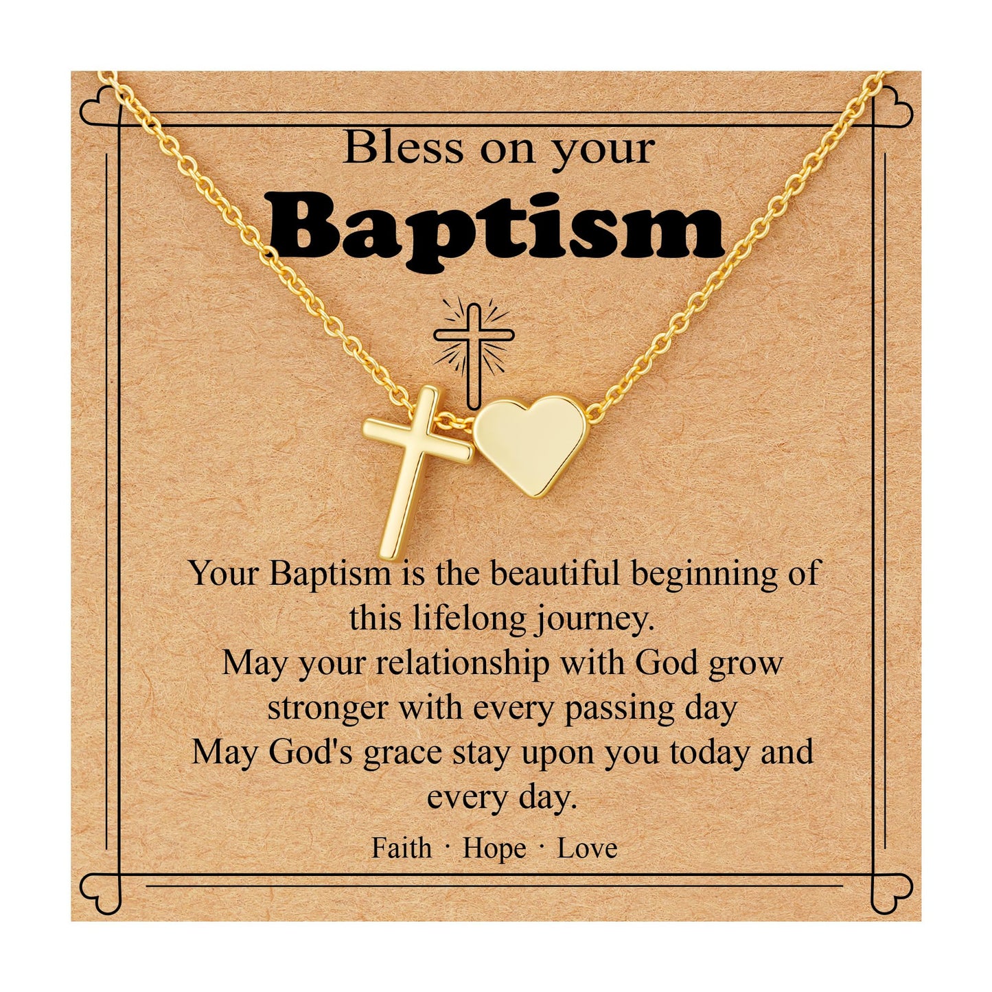 WEDDINEN First Communion Confirmation Baptism Jewelry Gifts for Teens Girls Kids,Cross Heart Necklace for Women Girls Christian Religious Stuffers Jewelry Gifts for Kids