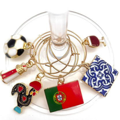 Serendipity Portugal Wine Charms, Gift for Portuguese, Rooster of Barcelos, Azulejos, Portugal Flag, Lighthouse, Porto Wine, Soccer, Portugal Souvenir, Travel Keepsake