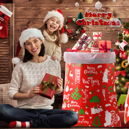 YIGOYIHU 3PCS Extra Large Christmas Gift Bags - 56’’ x 36’’ Jumbo Christmas Gift Bags - Giant Gift Bag for Huge Gifts with Tag & Tie - Heavy Duty Plastic Big Xmas Sack for Holiday Huge Present
