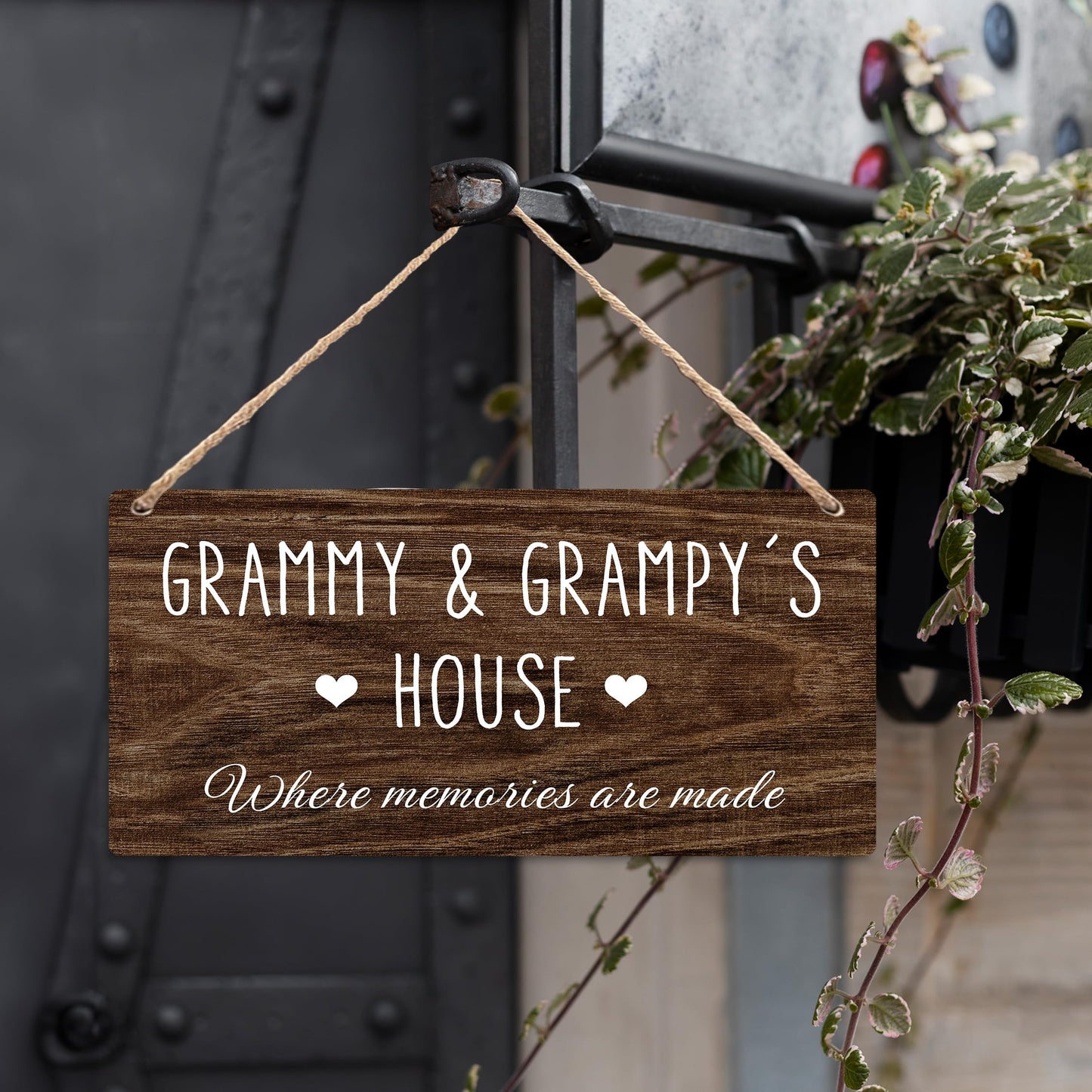 Grammy and Grampy's House Hanging Wooden Signs, Grandma Grandpa Gifts, Grandparents House Decor, Rustic Where Memories Are Made House Hanging Plaque 12x6