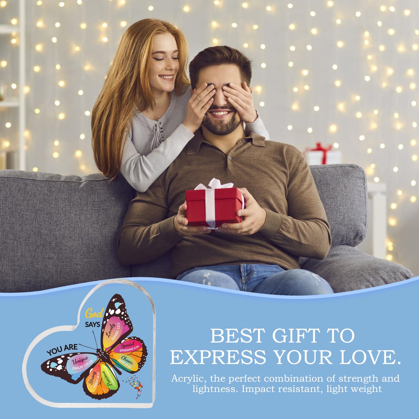 Christian Gifts for Women - Butterfly Inspirational Gifts Religious Gifts Acrylic Spiritual Gifts for Women Men Friends Mom Sister Christmas Gifts Faith Gifts Birthday Gifts Christian Home Decoration