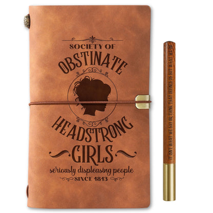 InnoBeta Jane Austen Gifts Journal Pen Set, Jane Austen Gifts for Jane Austen Fans, Pride and Prejudice Gifts, 7.8"x5" Faux Leather Embossed Refillable Notebook for Birthday, Christmas