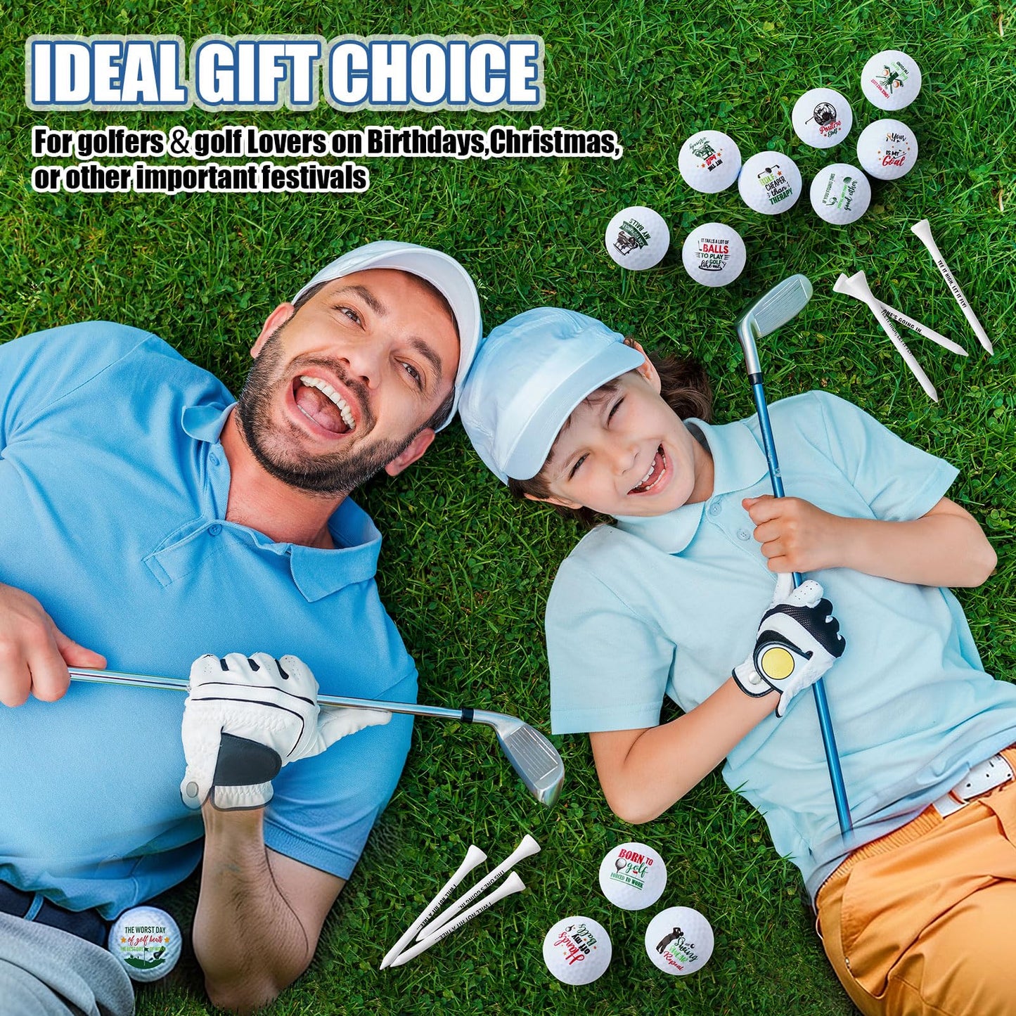 MiniInflat 18 Pcs Funny Golf Balls Gifts Set 12 Humor Golf Balls and 6 Tees for Men Women Coworkers Employees Golfers Birthday Retirement