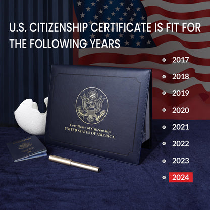 SUNEE US Citizenship Certificate Holder - US Citizenship Gifts - PU Naturalization Certificate, Gold American Seal Logo Certificate of Citizenship Cover, Padded with Cover