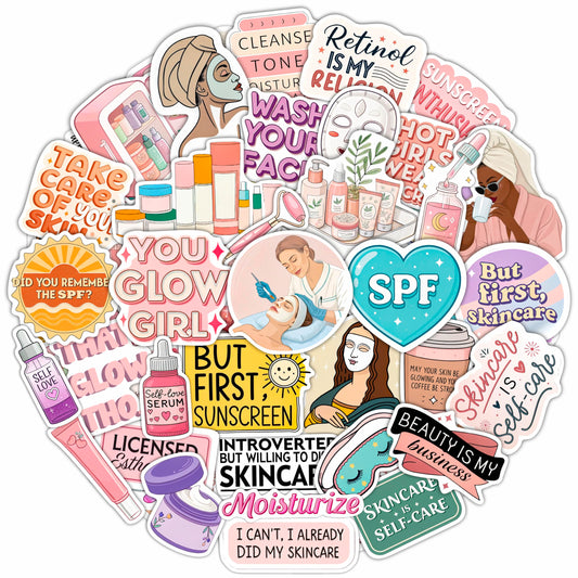 100Pcs Esthetician Stickers for Laptop, Skincare Stickers - Esthetician Party Supplies, Gifts - Gift for Women & Men