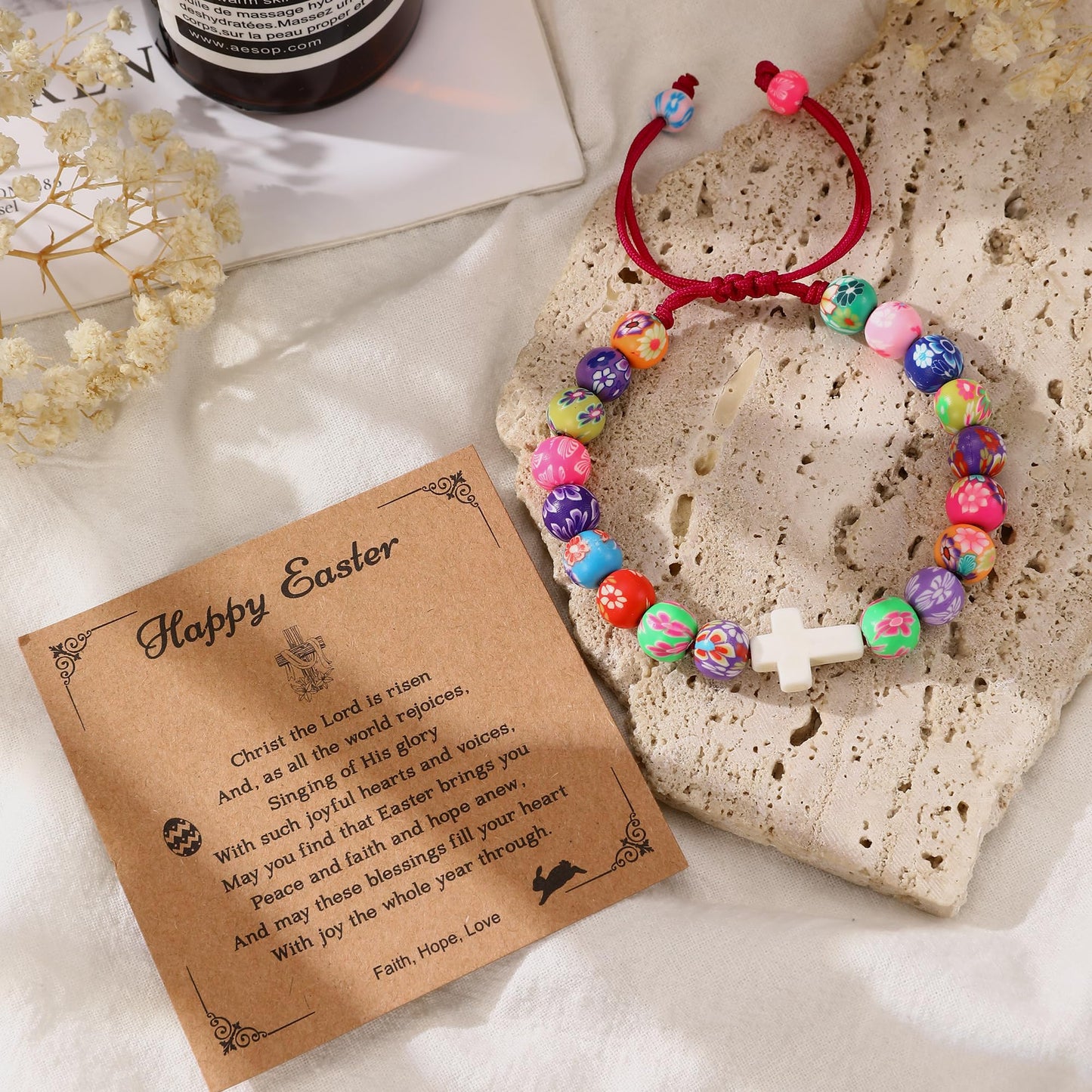 Easter Basket Stuffers for Teens, Happy Easter Bracelets Religious Christian Easter Jewelry for Girls Daughter Granddaughter Niece
