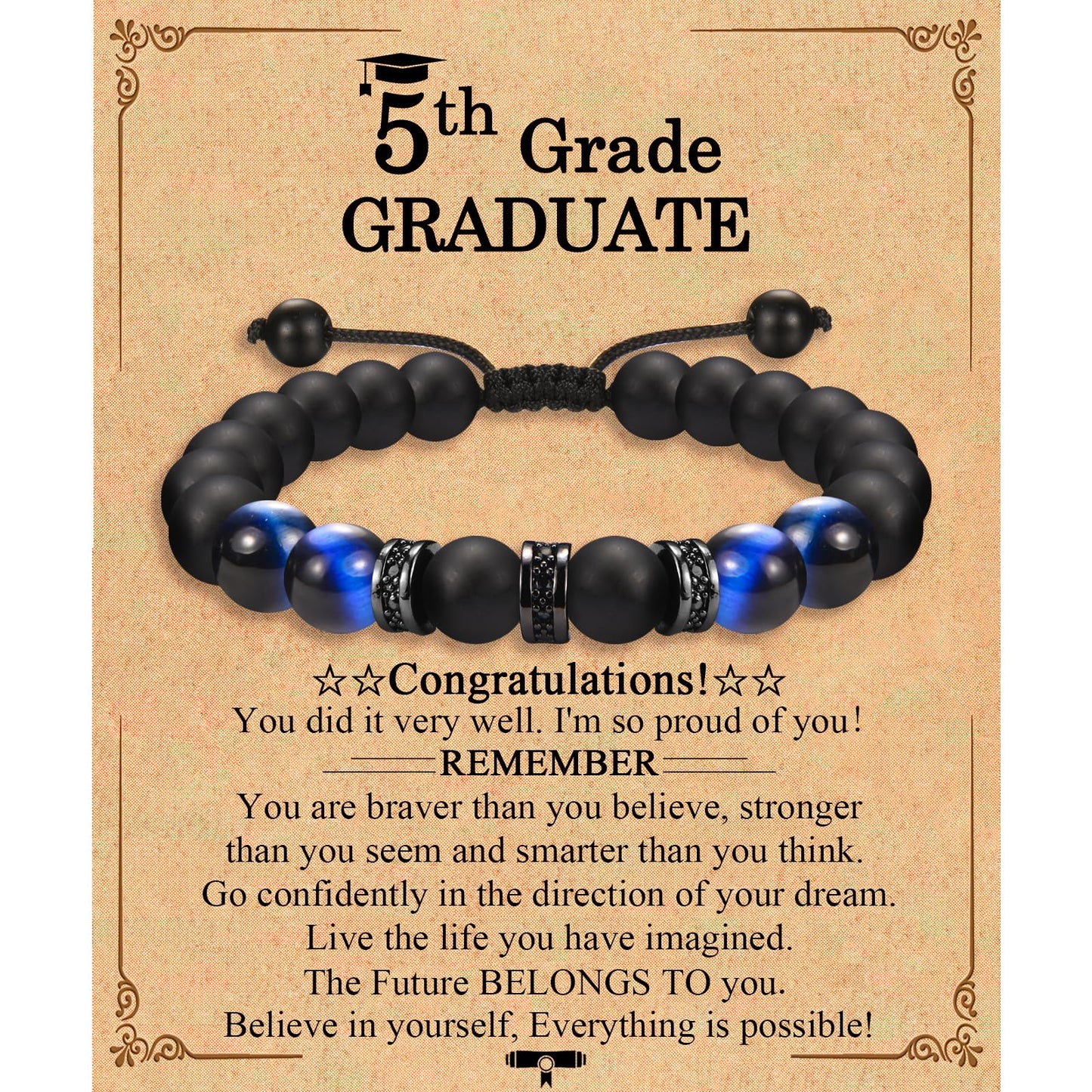 2026 Graduation Gifts for Him Boys Men High School/ Kindergarten/ Preschool/ 5th 6th 8th Grade/ College/ Master Degree/ Middle School Graduation Gifts Bracelet for Son Grandson Nephew Boyfriend Friend