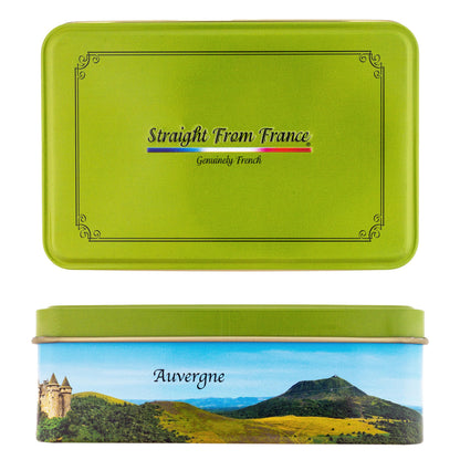 Straight from France Genuinely French, Assorted Mini French Fruit Jellies (Pates de Fruit), 5 Flavors in Auvergne Themed Candy Gift Tin 7 Oz