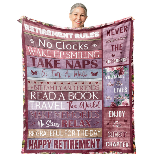 Retirement Gift for Woman, Best Retired Gifts for Women/Men 2026, Retire Gift Ideas, Funny Presents for Retirement Coworker/Teacher/Nurse/Mom, Soft Blanket 60x50in