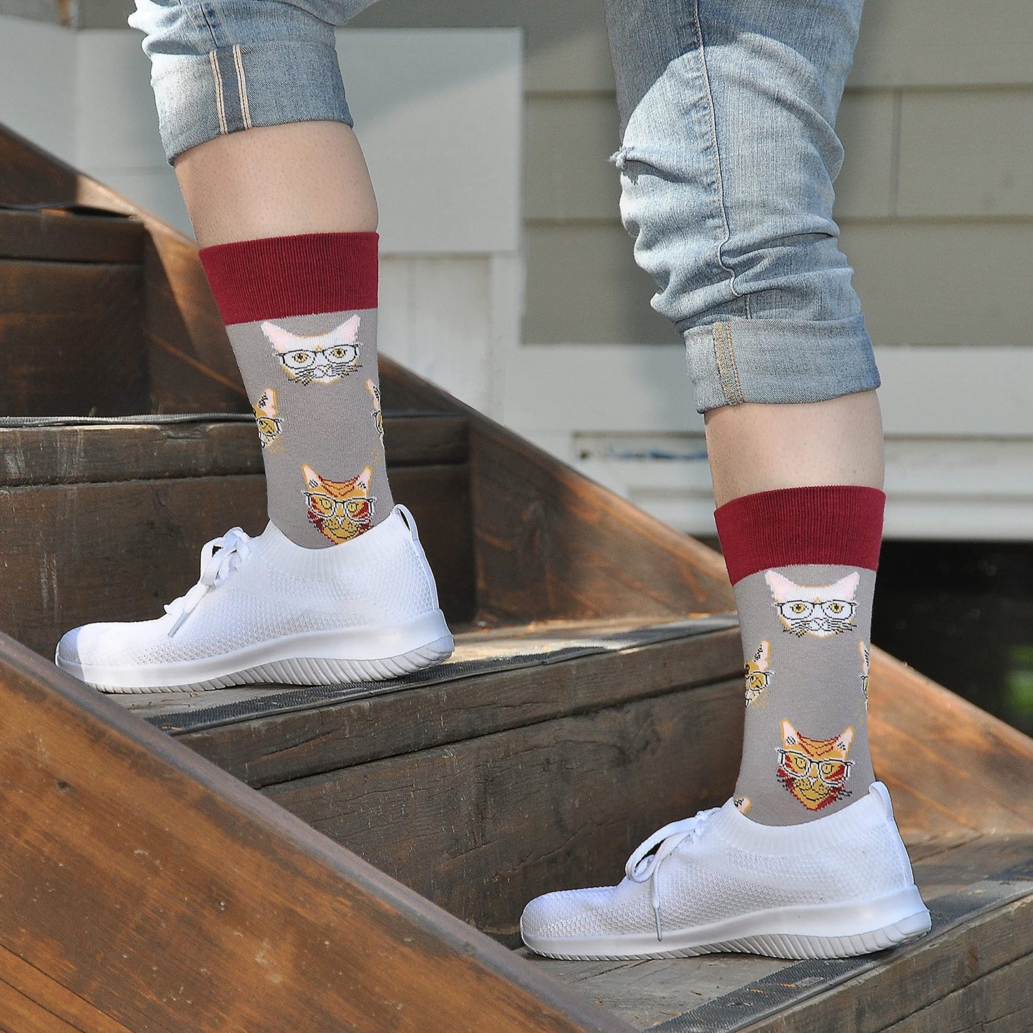 Cavertin Women's Novelty Socks with Gift Box Cat Lover Dog Mom Book Lover Cat Mom Llama Unicorn Sloth Corgi