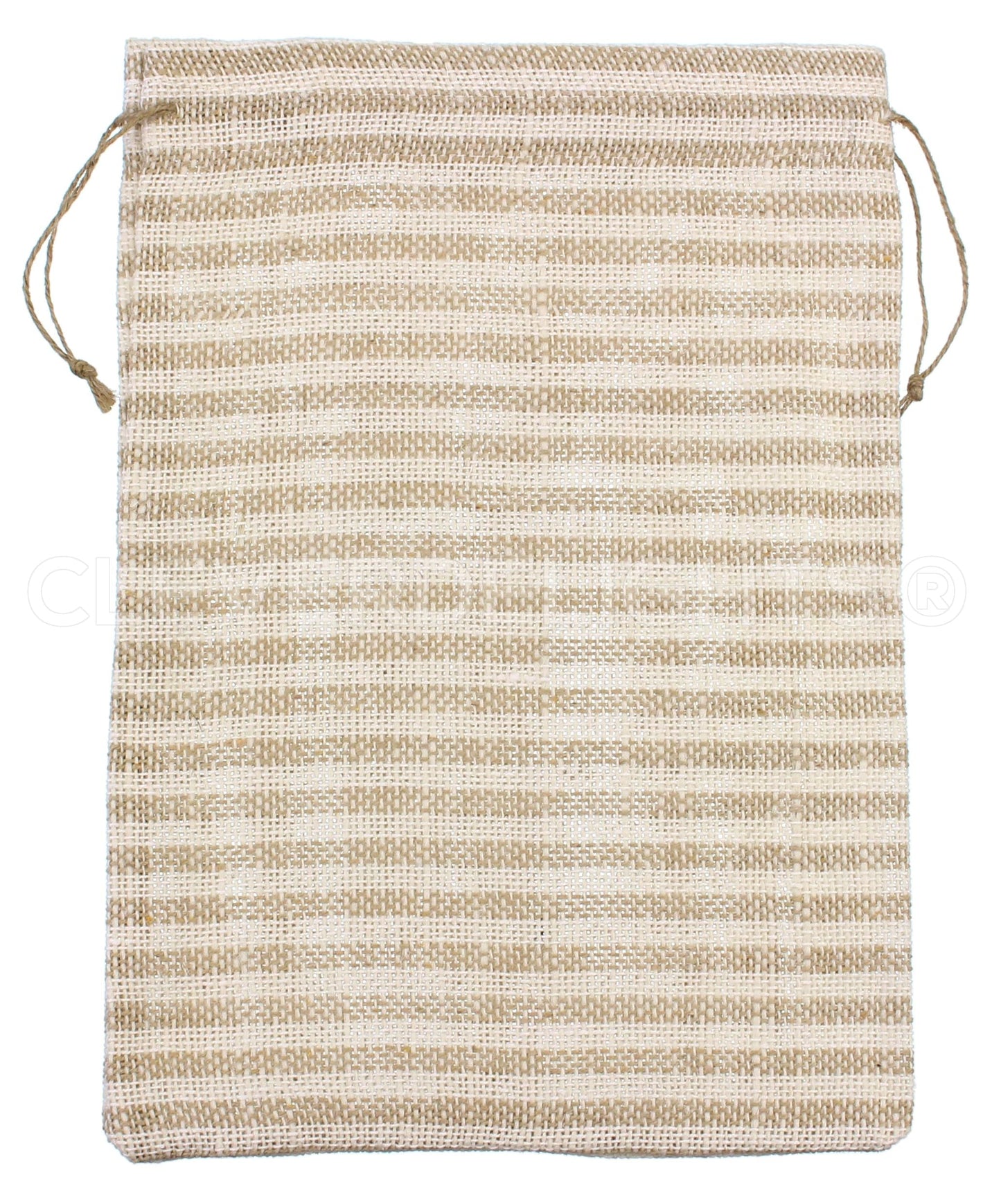 CleverDelights 10 x 14 Inch Burlap Bags - Natural/Ivory Stripe - 10 Pack - 10x14 Jute Burlap Drawstring Gift Sacks