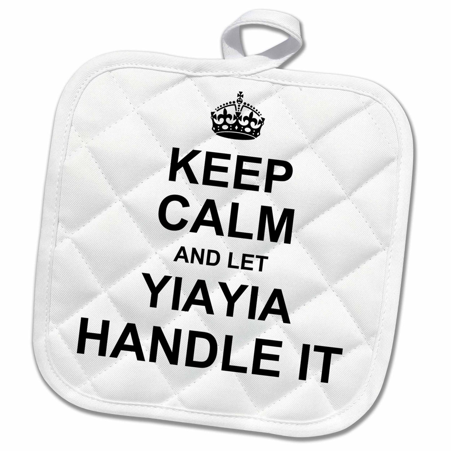 3D Rose PHL_233103_1 Keep Calm & Let Yiayia Handle it Fun Funny Grandma YIA Gift Pot Holder, 8 by 8"