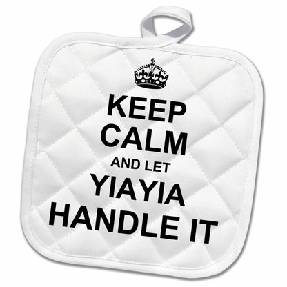 3D Rose PHL_233103_1 Keep Calm & Let Yiayia Handle it Fun Funny Grandma YIA Gift Pot Holder, 8 by 8"