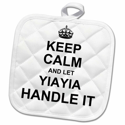 3D Rose PHL_233103_1 Keep Calm & Let Yiayia Handle it Fun Funny Grandma YIA Gift Pot Holder, 8 by 8"
