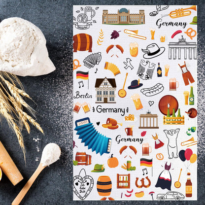 JNIAP Germany Kitchen Towel German Dish Towel Germany Themed Gifts Germany Housewarming Gift German Kitchen Decor (German KT)