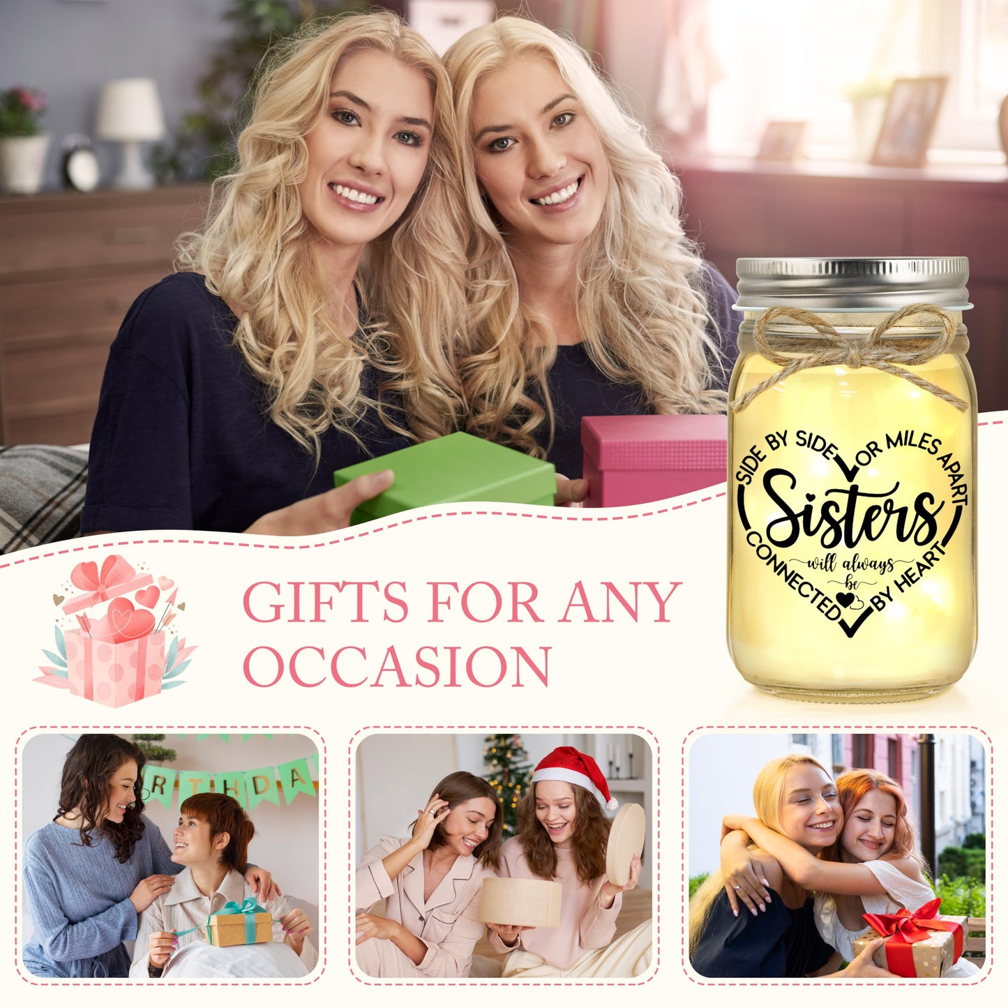 Sister Birthday Gifts, Mothers Day Gifts for Sister Christmas Valentines Day Sisters Sis Gift