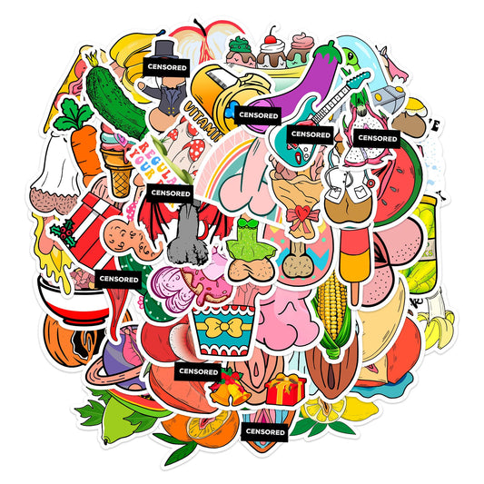 50Pcs Cute Dick Vinyl Sticker, Waterproof Decal for Adults, Funny Penis Stickers for Water Bottle, Car, Laptop, Phone, Skateboard