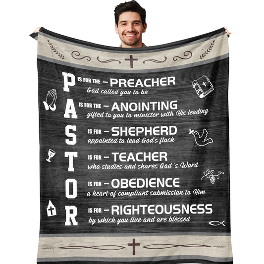 QOJUYO Pastor Appreciation Gifts Blanket 60"x50", Gifts for Pastors Men, Gift for Pastor