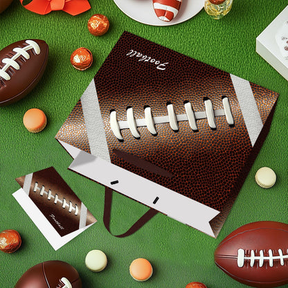 Jiaoiudi Football Party Bags with Tissue Paper Greeting Card Football Gift Bags Large with Handles Football Goodie Bags