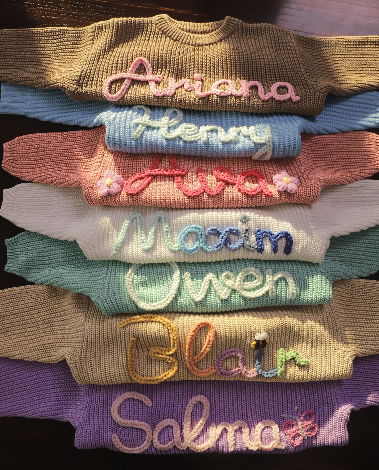 Personalized Baby Sweater with Name Custom Baby Name Sweater Knitted Newborn Outfit Infant Sweater Monogrammed Gifts for Baby Boy Girl Customized Toddler Gifts