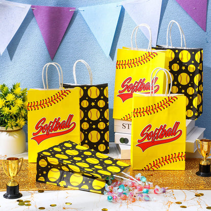 Leinuosen 30 Pcs Softball Gift Bags Softball 2026 Senior Night Party Favor Sport Team Treat Bags with Handles for Snacks Candy End of Season Birthday Party Supplies