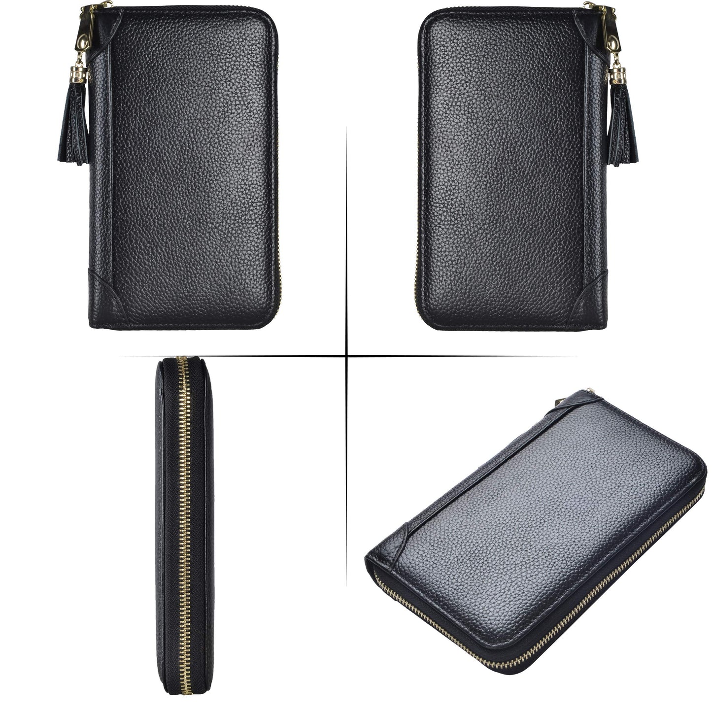 Easyoulife Credit Card Holder Wallet Womens Zipper Leather Case Purse RFID Blocking
